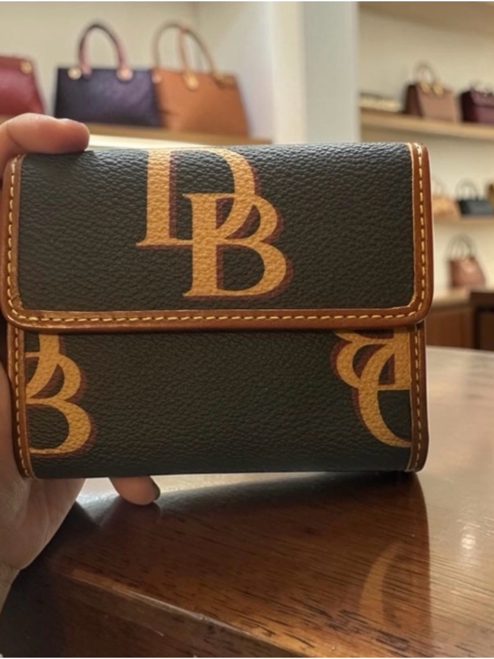 Dooney & Bourke Brown Logo Print Backpack & Wallet - Picture 5 of 5